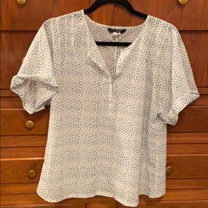 J.Crew short sleeve green dot blouse
